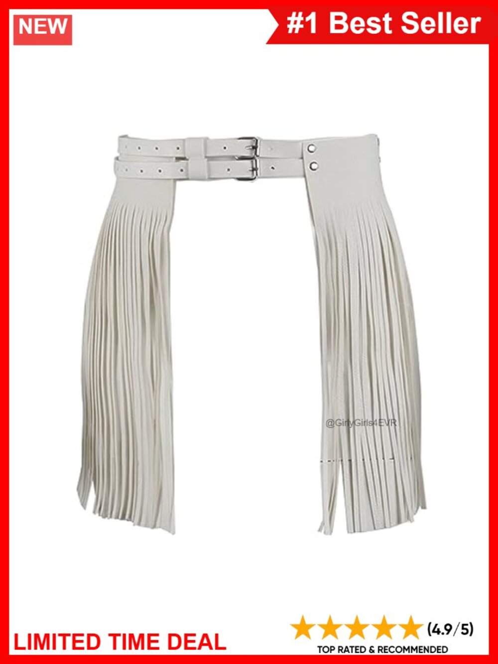 Faux Leather Fringe Tassel Skirt Belt Adjustable Waistband Gypsy Party
